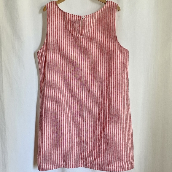 Beach Lunch Lounge Red & White Sleeveless Stripe Linen Dress - Picture 12 of 15